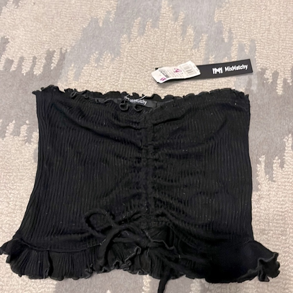 Black tie at Front cropped tube top size large